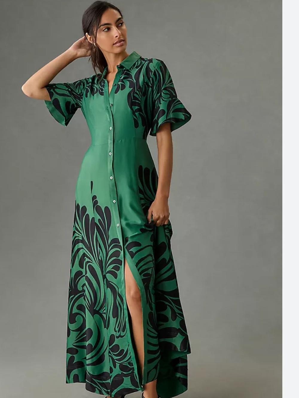 Anthropologie Maeve Bell Sleeve Buttondown Shirt Dress